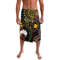 Vanuatu And Australia Aboriginal Lavalava Iguana And Kangaroo Together LT05 Black - Polynesian Pride