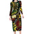 Vanuatu And Australia Aboriginal Long Sleeve Bodycon Dress Iguana And Kangaroo Together