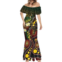 Vanuatu And Australia Aboriginal Mermaid Dress Iguana And Kangaroo Together