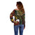 Vanuatu And Australia Aboriginal Off Shoulder Sweater Iguana And Kangaroo Together