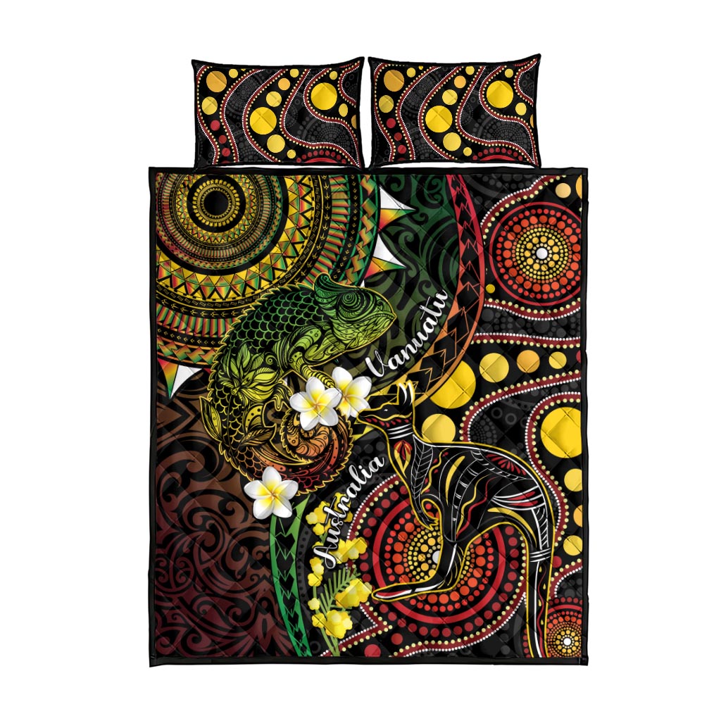 Vanuatu And Australia Aboriginal Quilt Bed Set Iguana And Kangaroo Together LT05 - Polynesian Pride