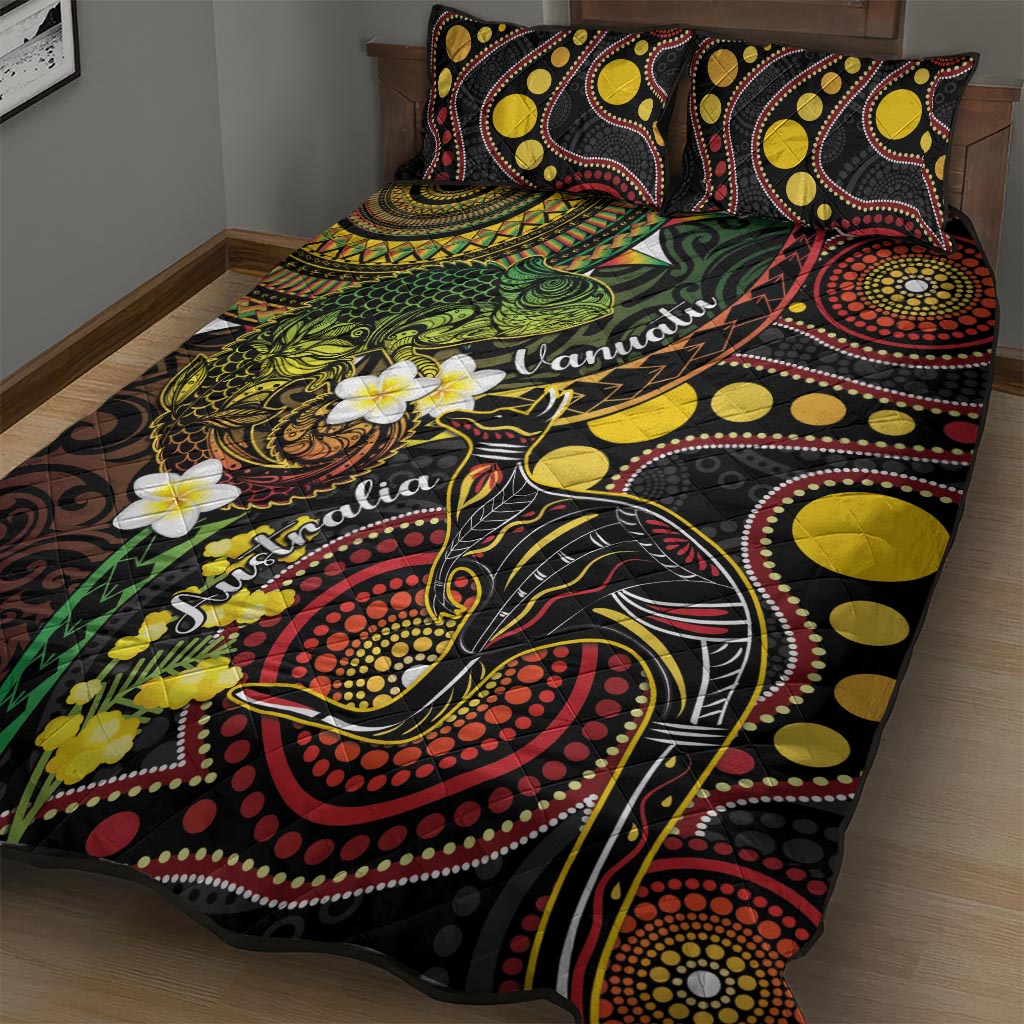 Vanuatu And Australia Aboriginal Quilt Bed Set Iguana And Kangaroo Together LT05 - Polynesian Pride