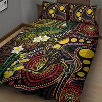 Vanuatu And Australia Aboriginal Quilt Bed Set Iguana And Kangaroo Together LT05 - Polynesian Pride