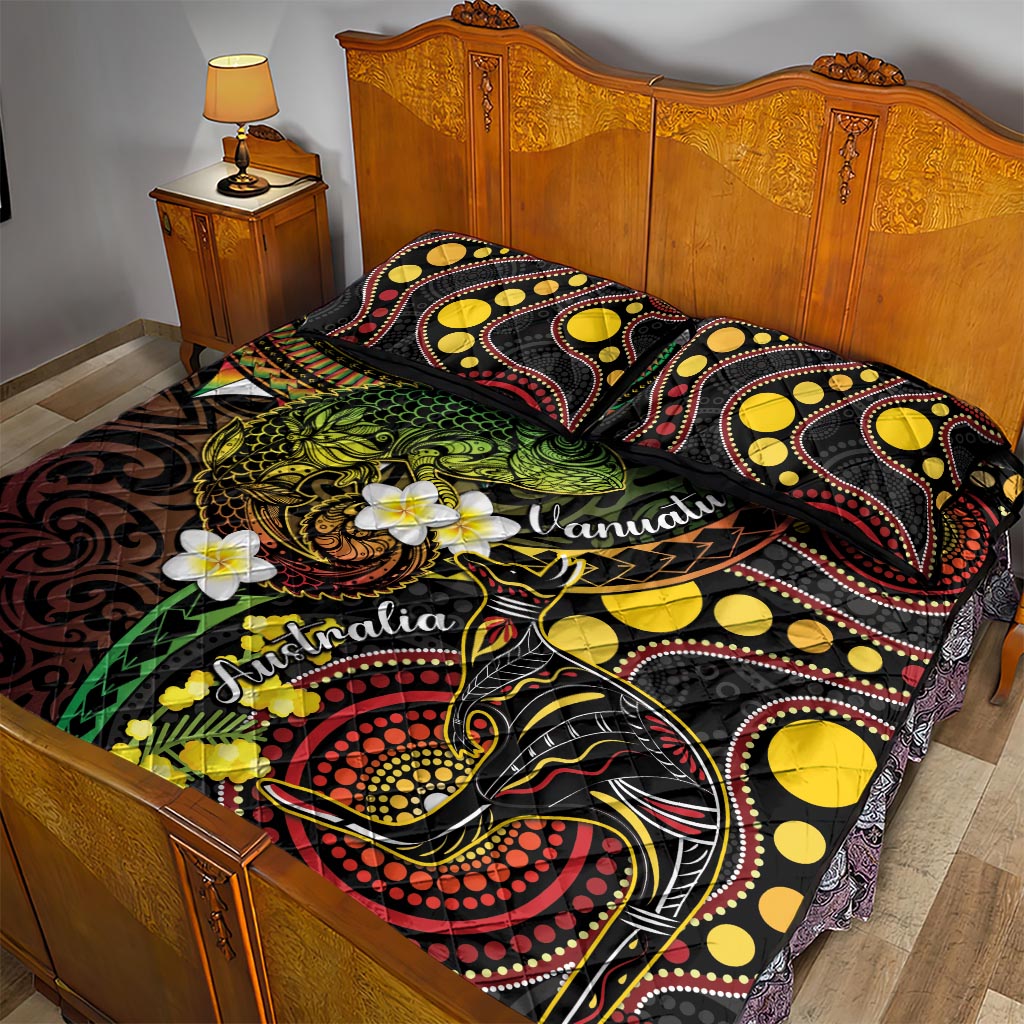 Vanuatu And Australia Aboriginal Quilt Bed Set Iguana And Kangaroo Together LT05 - Polynesian Pride