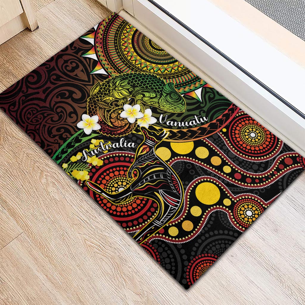 Vanuatu And Australia Aboriginal Rubber Doormat Iguana And Kangaroo Together LT05 - Polynesian Pride