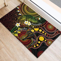 Vanuatu And Australia Aboriginal Rubber Doormat Iguana And Kangaroo Together LT05 - Polynesian Pride