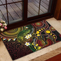 Vanuatu And Australia Aboriginal Rubber Doormat Iguana And Kangaroo Together LT05 - Polynesian Pride