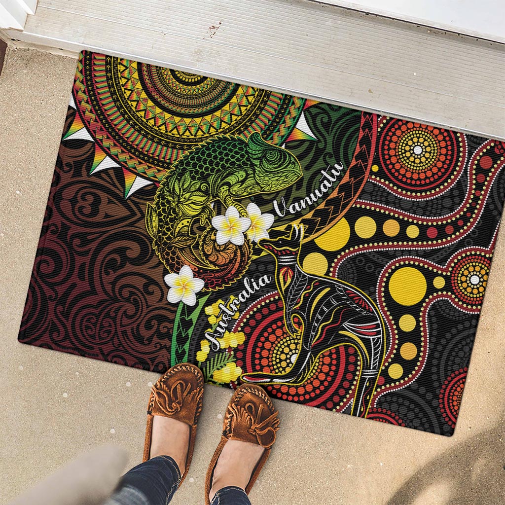 Vanuatu And Australia Aboriginal Rubber Doormat Iguana And Kangaroo Together LT05 - Polynesian Pride