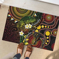 Vanuatu And Australia Aboriginal Rubber Doormat Iguana And Kangaroo Together LT05 - Polynesian Pride