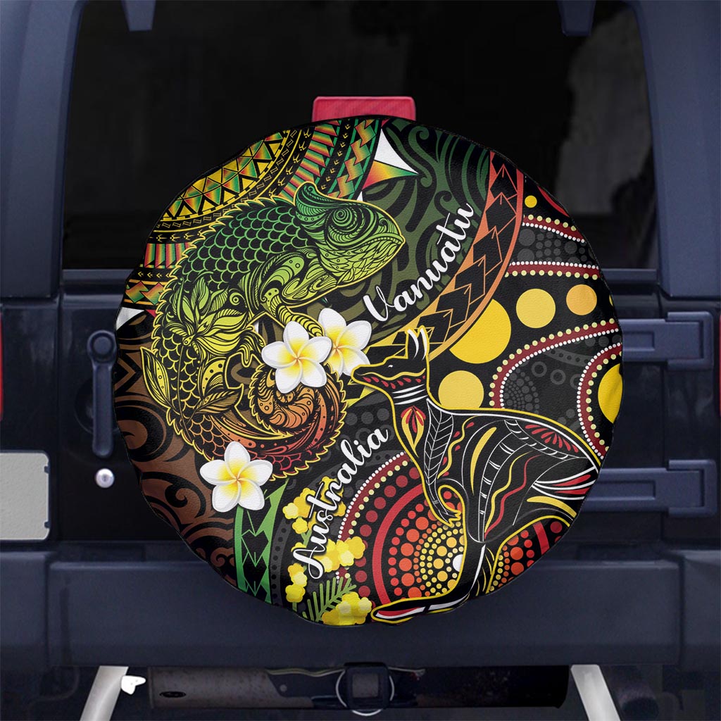 Vanuatu And Australia Aboriginal Spare Tire Cover Iguana And Kangaroo Together LT05 - Polynesian Pride