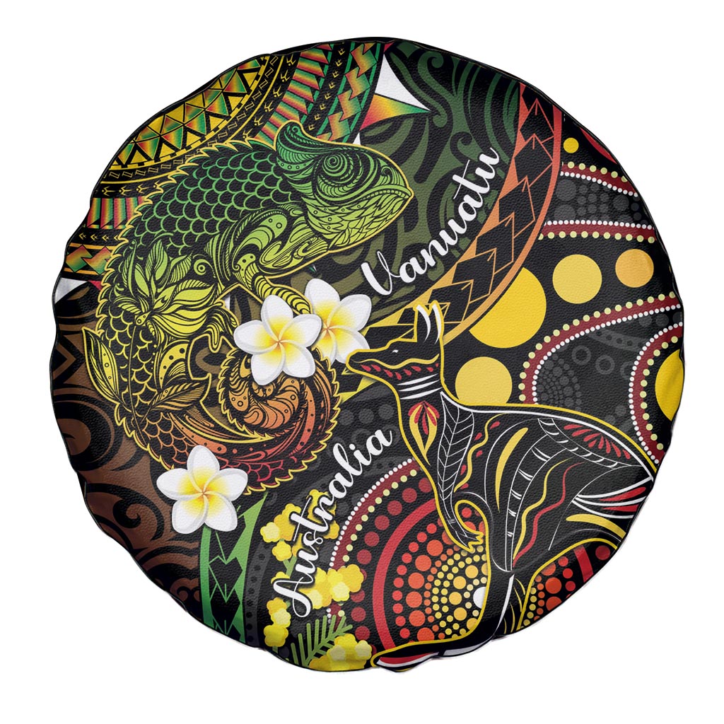 Vanuatu And Australia Aboriginal Spare Tire Cover Iguana And Kangaroo Together LT05 - Polynesian Pride