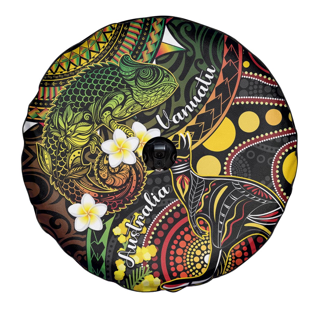 Vanuatu And Australia Aboriginal Spare Tire Cover Iguana And Kangaroo Together LT05 - Polynesian Pride