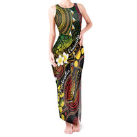 Vanuatu And Australia Aboriginal Tank Maxi Dress Iguana And Kangaroo Together LT05 Women Black - Polynesian Pride