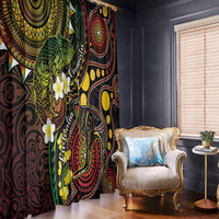 Vanuatu And Australia Aboriginal Window Curtain Iguana And Kangaroo Together LT05 - Polynesian Pride