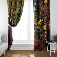Vanuatu And Australia Aboriginal Window Curtain Iguana And Kangaroo Together LT05 - Polynesian Pride