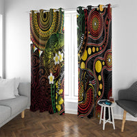 Vanuatu And Australia Aboriginal Window Curtain Iguana And Kangaroo Together LT05 With Grommets Black - Polynesian Pride
