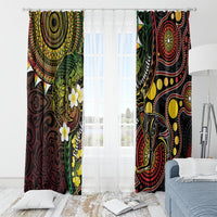 Vanuatu And Australia Aboriginal Window Curtain Iguana And Kangaroo Together LT05 - Polynesian Pride