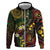 Vanuatu And Australia Aboriginal Zip Hoodie Iguana And Kangaroo Together