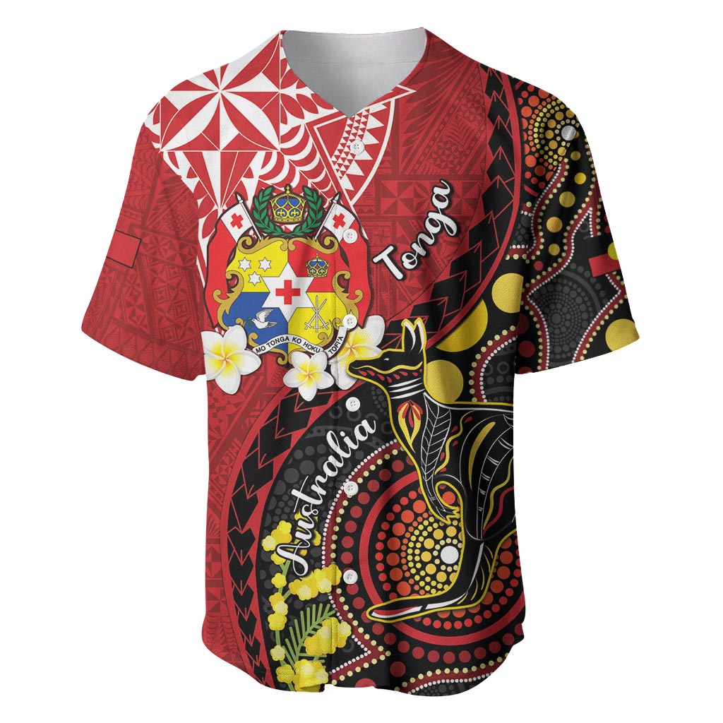 Tonga Ngatu And Australia Aboriginal Baseball Jersey Tongan Dove And Kangaroo Together