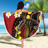 Tonga Ngatu And Australia Aboriginal Beach Blanket Tongan Dove And Kangaroo Together LT05 - Polynesian Pride