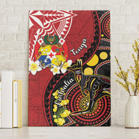 Tonga Ngatu And Australia Aboriginal Canvas Wall Art Tongan Dove And Kangaroo Together LT05 Without Frame Red - Polynesian Pride
