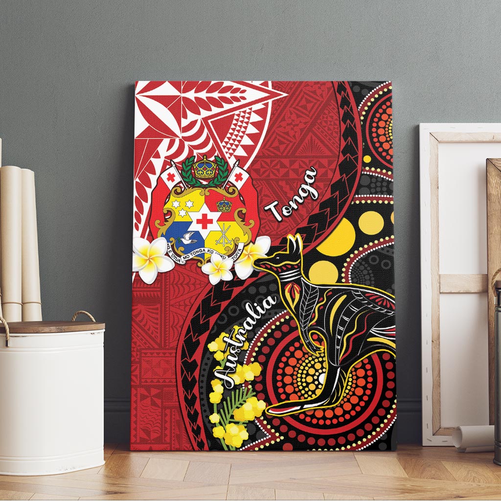 Tonga Ngatu And Australia Aboriginal Canvas Wall Art Tongan Dove And Kangaroo Together LT05 - Polynesian Pride