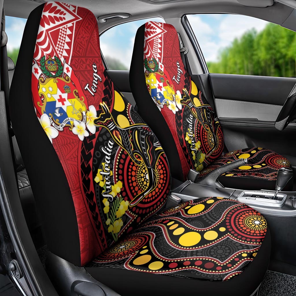 Tonga Ngatu And Australia Aboriginal Car Seat Cover Tongan Dove And Kangaroo Together