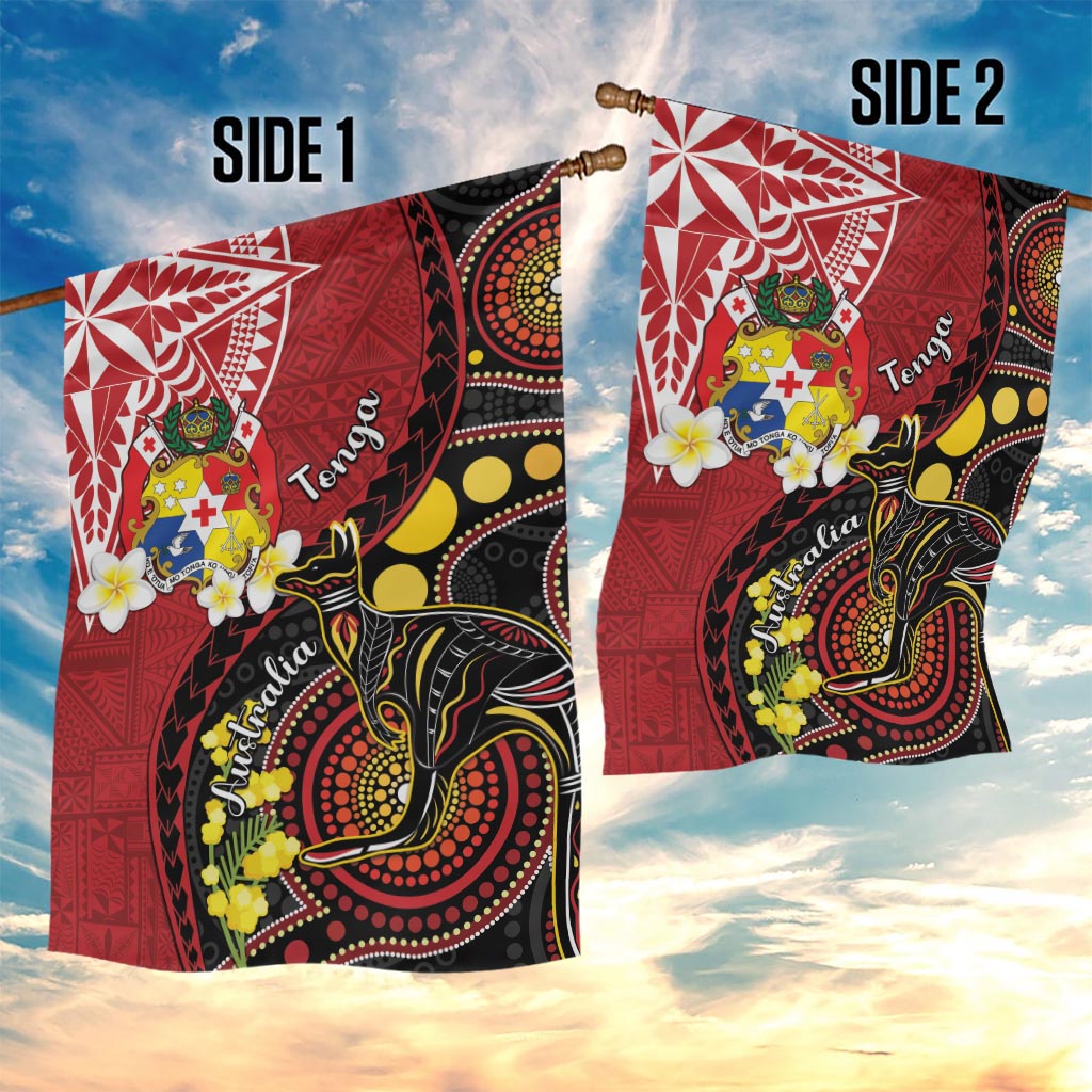 Tonga Ngatu And Australia Aboriginal Garden Flag Tongan Dove And Kangaroo Together LT05 - Polynesian Pride