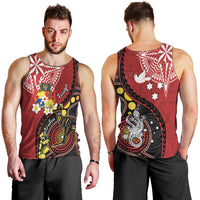 Tonga Ngatu And Australia Aboriginal Men Tank Top Tongan Dove And Kangaroo Together LT05 - Polynesian Pride