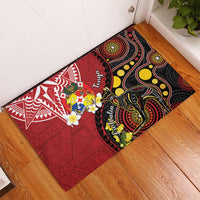 Tonga Ngatu And Australia Aboriginal Rubber Doormat Tongan Dove And Kangaroo Together LT05 - Polynesian Pride