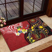 Tonga Ngatu And Australia Aboriginal Rubber Doormat Tongan Dove And Kangaroo Together LT05 - Polynesian Pride