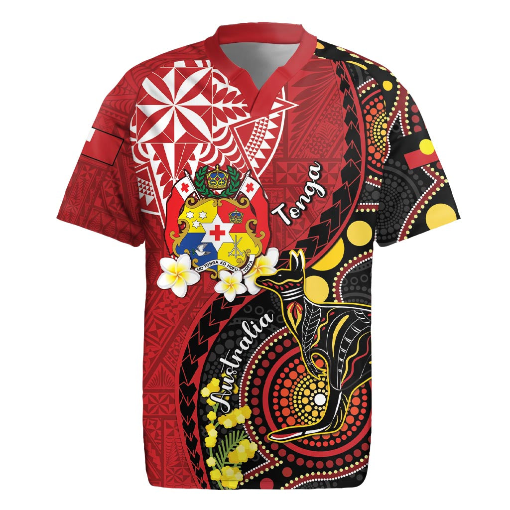 Tonga Ngatu And Australia Aboriginal Rugby Jersey Tongan Dove And Kangaroo Together