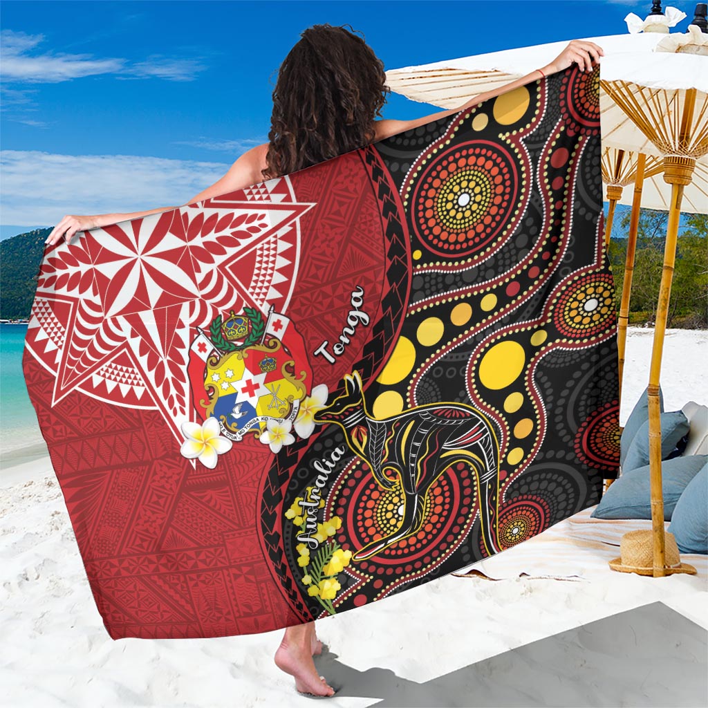 Tonga Ngatu And Australia Aboriginal Sarong Tongan Dove And Kangaroo Together