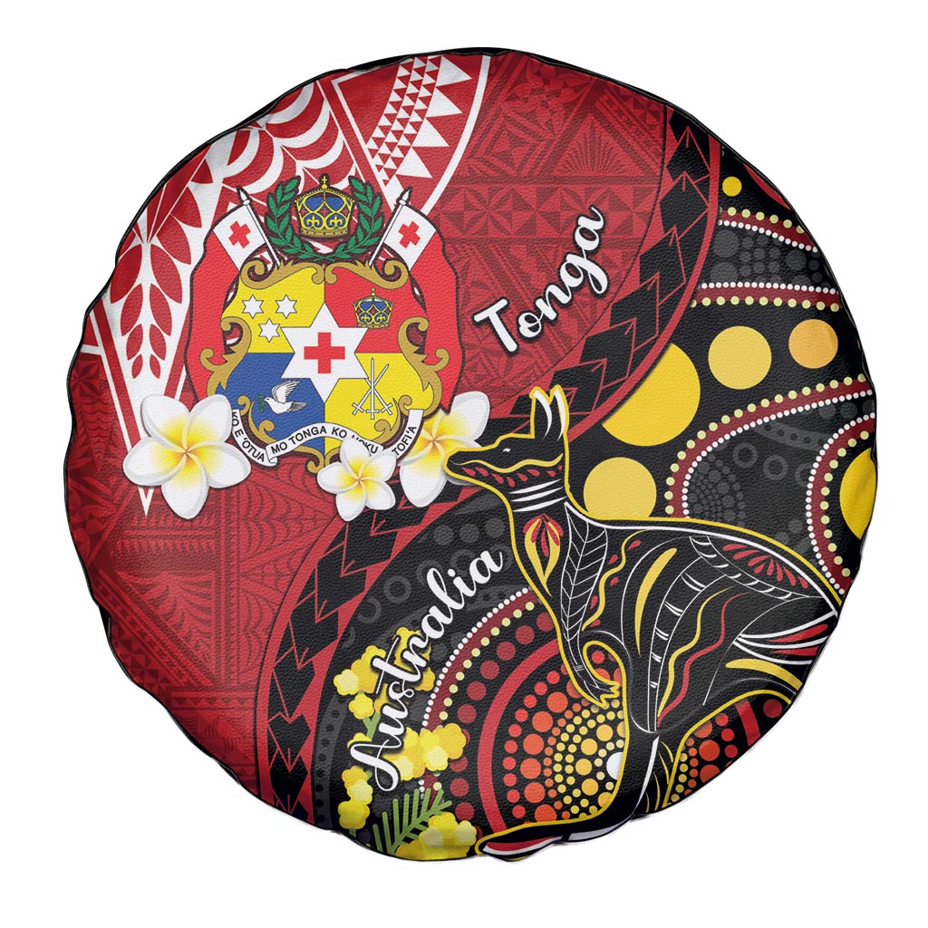 Tonga Ngatu And Australia Aboriginal Spare Tire Cover Tongan Dove And Kangaroo Together LT05 - Polynesian Pride