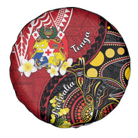 Tonga Ngatu And Australia Aboriginal Spare Tire Cover Tongan Dove And Kangaroo Together LT05 - Polynesian Pride