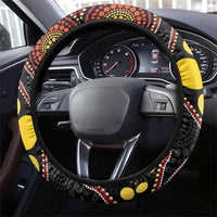 Tonga Ngatu And Australia Aboriginal Steering Wheel Cover Tongan Dove And Kangaroo Together LT05 - Polynesian Pride