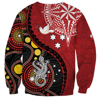 Tonga Ngatu And Australia Aboriginal Sweatshirt Tongan Dove And Kangaroo Together LT05 - Polynesian Pride