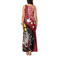 Tonga Ngatu And Australia Aboriginal Tank Maxi Dress Tongan Dove And Kangaroo Together LT05 - Polynesian Pride
