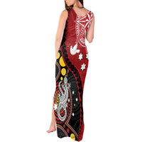 Tonga Ngatu And Australia Aboriginal Tank Maxi Dress Tongan Dove And Kangaroo Together LT05 - Polynesian Pride