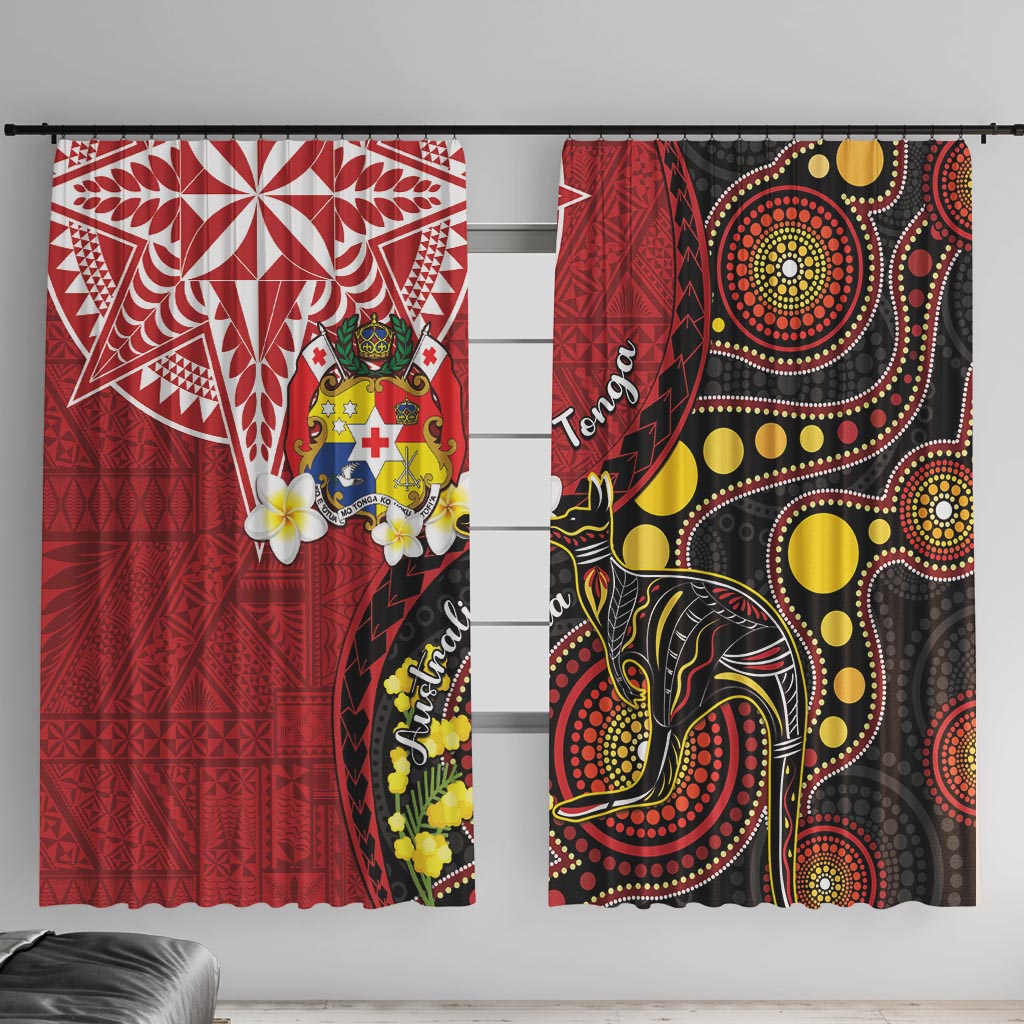 Tonga Ngatu And Australia Aboriginal Window Curtain Tongan Dove And Kangaroo Together