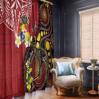 Tonga Ngatu And Australia Aboriginal Window Curtain Tongan Dove And Kangaroo Together LT05 - Polynesian Pride