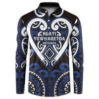 Custom Aotearoa Ngati Tuwharetoa Button Sweatshirt Maori Tribal Pattern LT05 Navy - Polynesian Pride