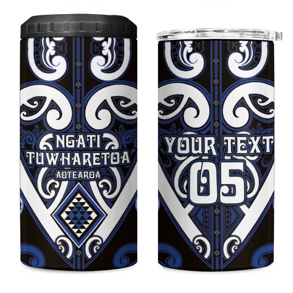 Custom Aotearoa Ngati Tuwharetoa 4 in 1 Can Cooler Tumbler Maori Tribal Pattern LT05 One Size: 16 oz Navy - Polynesian Pride
