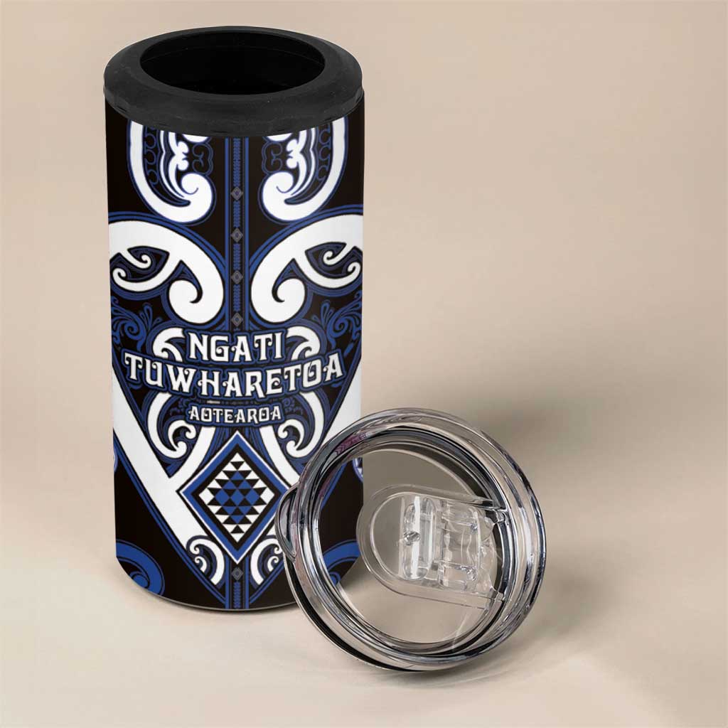 Custom Aotearoa Ngati Tuwharetoa 4 in 1 Can Cooler Tumbler Maori Tribal Pattern LT05 - Polynesian Pride