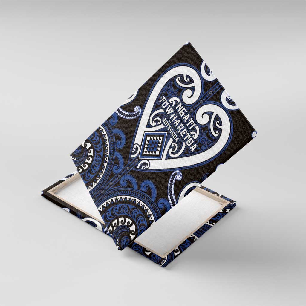 Aotearoa Ngati Tuwharetoa Canvas Wall Art Maori Tribal Pattern LT05 With Frame Navy - Polynesian Pride