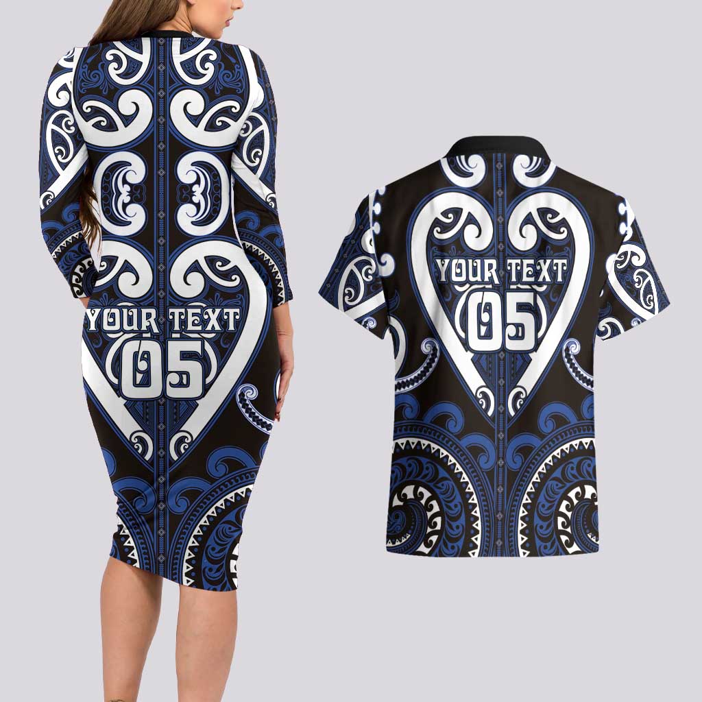 Custom Aotearoa Ngati Tuwharetoa Couples Matching Long Sleeve Bodycon Dress and Hawaiian Shirt Maori Tribal Pattern LT05 - Polynesian Pride