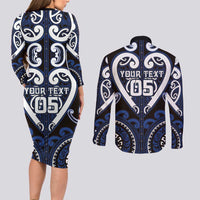 Custom Aotearoa Ngati Tuwharetoa Couples Matching Long Sleeve Bodycon Dress and Long Sleeve Button Shirt Maori Tribal Pattern LT05 - Polynesian Pride