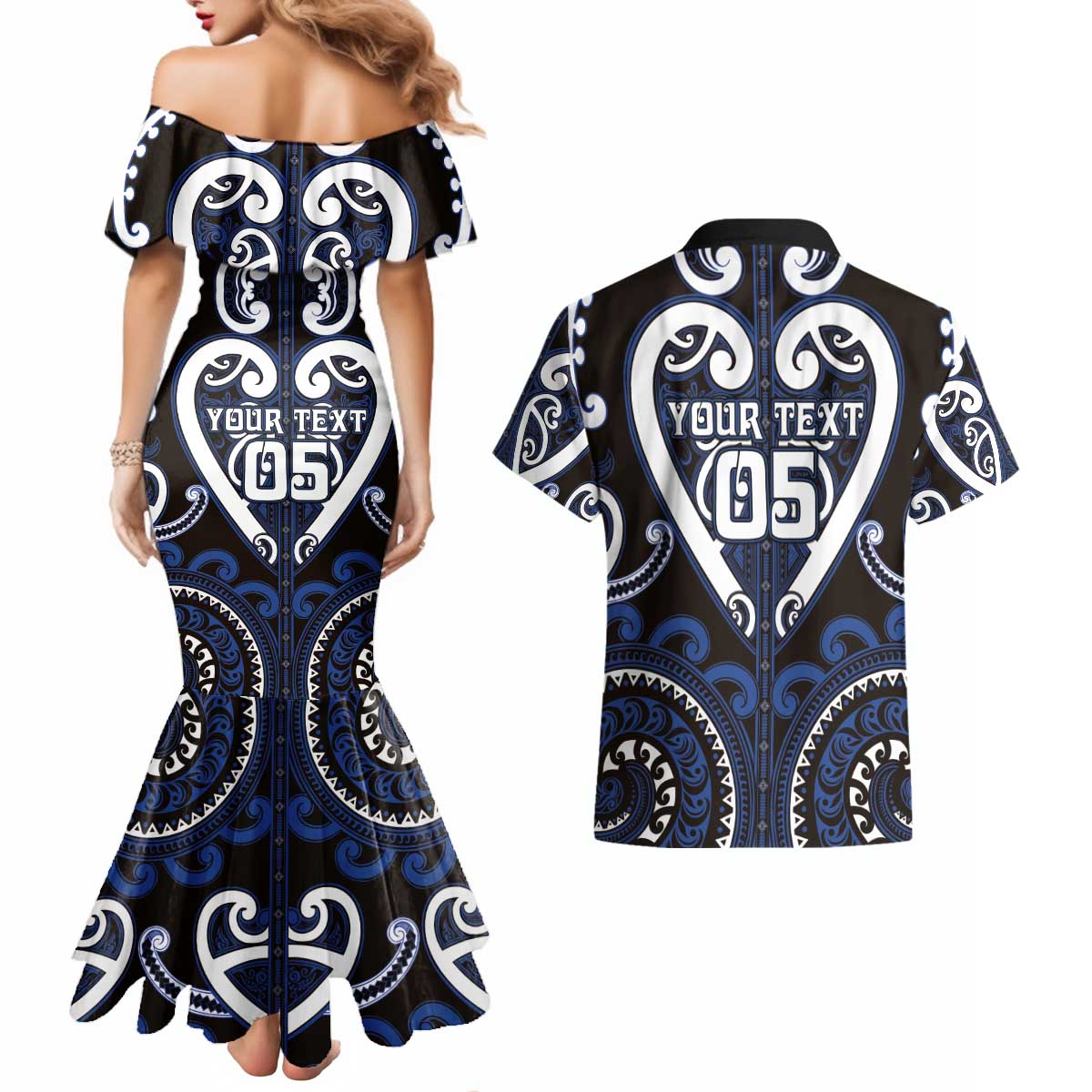 Custom Aotearoa Ngati Tuwharetoa Couples Matching Mermaid Dress and Hawaiian Shirt Maori Tribal Pattern
