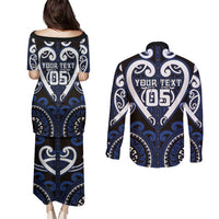 Custom Aotearoa Ngati Tuwharetoa Couples Matching Puletasi and Long Sleeve Button Shirt Maori Tribal Pattern LT05 - Polynesian Pride