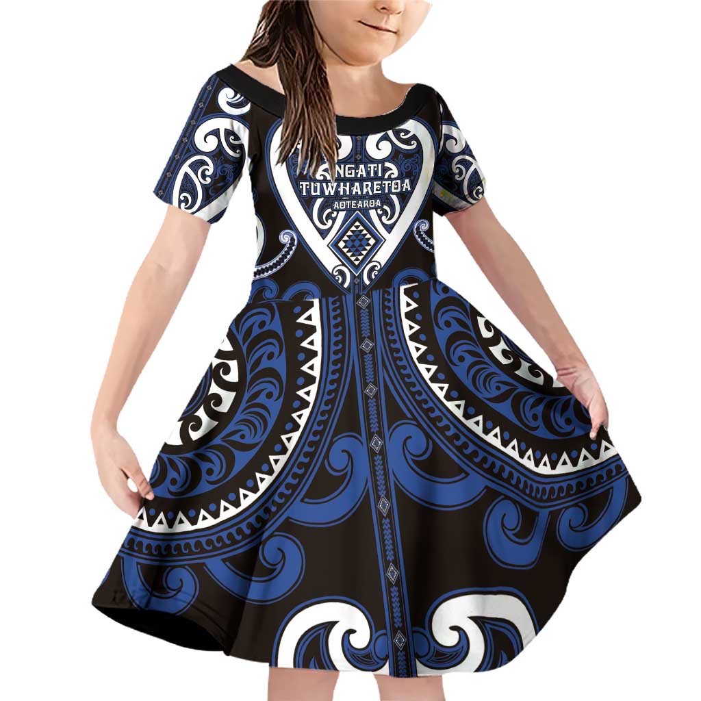 Custom Aotearoa Ngati Tuwharetoa Family Matching Off Shoulder Short Dress and Hawaiian Shirt Maori Tribal Pattern